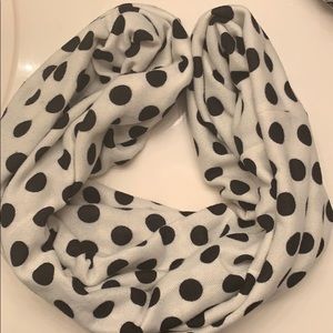 Black and White Polka Dot Infinity Scarf